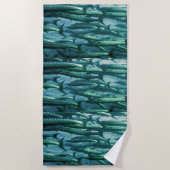 カマスの魚の迷彩柄 ビーチタオル (正面)