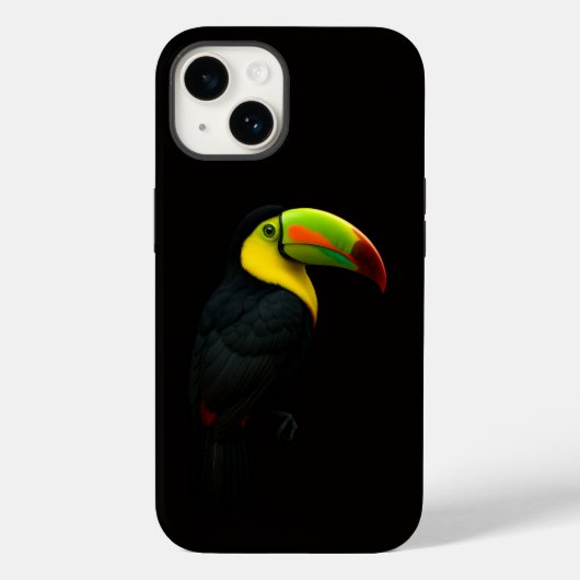 カマハシオオハシをあしらったブラック4ラグジュアリーiPhone 14ケース Case-Mate iPhoneケース (裏面)