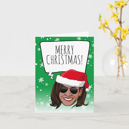 カマラおもしろいクリスマス カード (黄色い花)