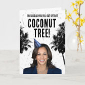 カマラおもしろいハリス誕生日ココナッツツリー カード (黄色い花)