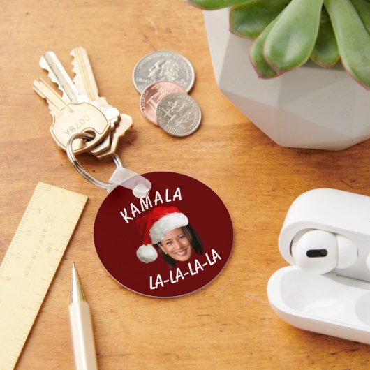 カマラおもしろいハリス顔サンタハットクリスマス キーホルダー (デスク)