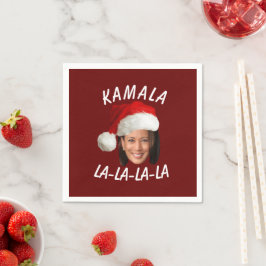 カマラおもしろいハリス顔サンタハットクリスマス スタンダードカクテルナプキン