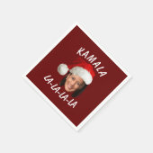 カマラおもしろいハリス顔サンタハットクリスマス スタンダードカクテルナプキン (角)