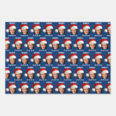 カマラおもしろいハリス顔サンタハットクリスマス ラッピングペーパーシート (正面3)