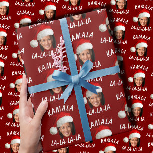 カマラおもしろいハリス顔サンタハットクリスマス ラッピングペーパー