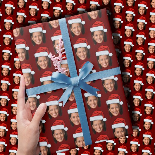 カマラおもしろいハリス顔サンタハットクリスマス ラッピングペーパー