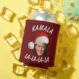 カマラおもしろいハリス顔サンタハットクリスマス 缶クーラー
