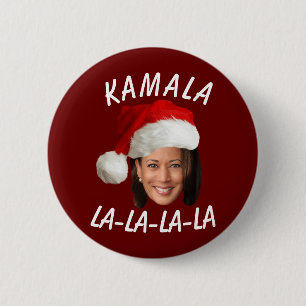 カマラおもしろいハリス顔サンタハットクリスマス 缶バッジ