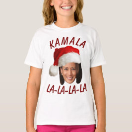 カマラおもしろいハリス顔サンタハットクリスマス Tシャツ