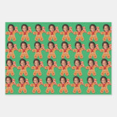 カマラおもしろいハリス顔フォトジンジャーパンクリスマス ラッピングペーパーシート (正面3)
