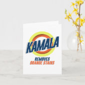 カマラがオレンジの汚れを落とす カード (黄色い花)