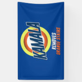 カマラがオレンジの汚れを落とす 横断幕 (縦)