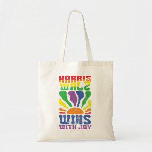カマラがJoyレトロBoho Harris Walz LGBTで勝利 トートバッグ
