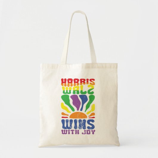 カマラがJoyレトロBoho Harris Walz LGBTで勝利 トートバッグ (正面)