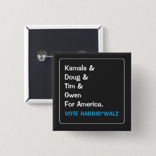 カマラとダグとティムとグウェンがアメリカのために 缶バッジ (正面&裏面)