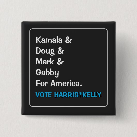 カマラとダグとマークとギャビーfor America 缶バッジ (正面)