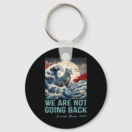 カマラのために可愛い青い猫の波が帰ってこない キーホルダー (正面)