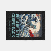 カマラのために可愛い青い猫の波が帰ってこない フリースブランケット (正面(横))