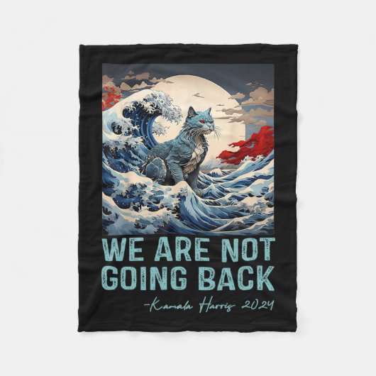 カマラのために可愛い青い猫の波が帰ってこない フリースブランケット (正面)