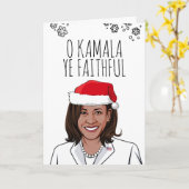 カマラのクリスマスカード： O Kamala Ye Deitable カード (黄色い花)