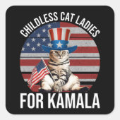 カマラの子どものいない猫レディース スクエアシール (正面)