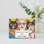 カマラの子どものいない猫レディース ポストカード (スタンド正面)