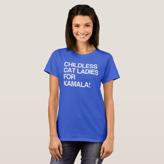 カマラの子どものいない猫レディース Tシャツ (正面フル)