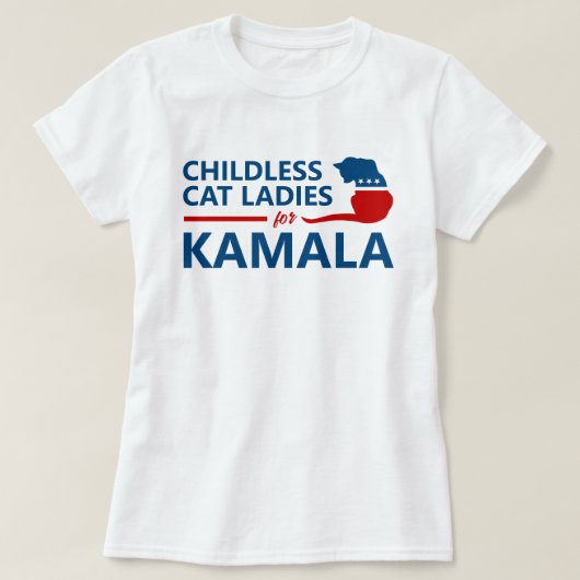 カマラの子どものいない猫レディース Tシャツ (デザイン正面)