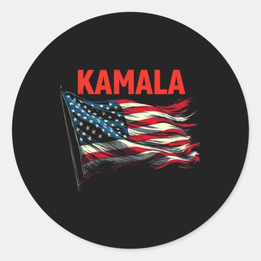 カマラアメリカ国旗 ラウンドシール (正面)