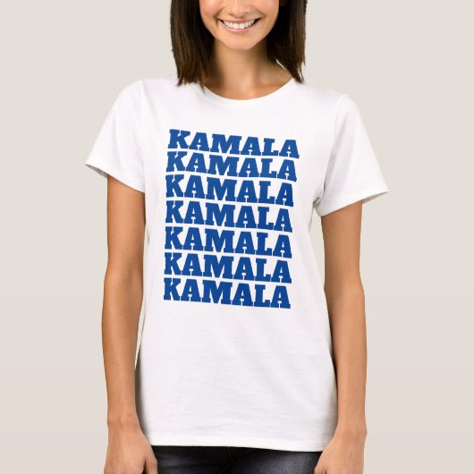 カマラカマラカマラブルー民主党員文字 Tシャツ (正面)