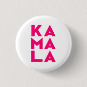 カマラカマラ3音節タイポグラフィピンクホワイト 缶バッジ (正面)
