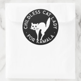 カマラキャットブラックの子おもしろいどもないキャットレディ ラウンドシール