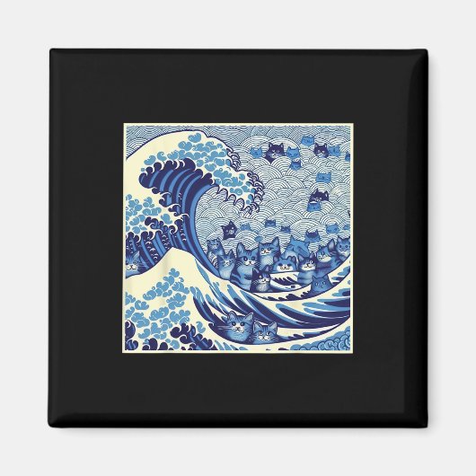 カマラキャットレディおもしろいにネコの波 マグネット (正面)