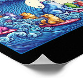 カマラキャットレディおもしろいー1のネコの波 ポスター (角)