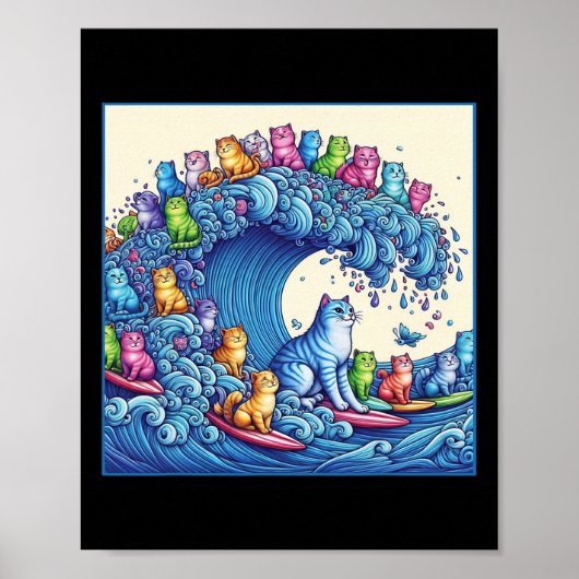 カマラキャットレディおもしろいー1のネコの波 ポスター (正面)