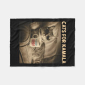 カマラキャット2024おもしろい社長カマラキャットのためのレディース フリースブランケット (正面(横))