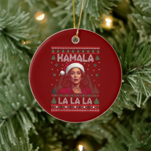 カマラサンタクロースおもしろいクリスマス醜いギフト セラミックオーナメント (ツリー)