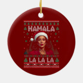 カマラサンタクロースおもしろいクリスマス醜いギフト セラミックオーナメント (裏面)