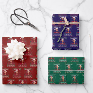 カマラサンタクロースおもしろいクリスマス醜いギフト ラッピングペーパーシート