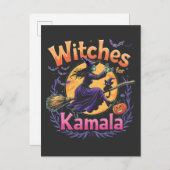 カマラチレスキャットレディーハロウィーンの魔女 インビテーションポストカード (正面/裏面)
