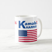 カマラハリスとアメリカ国旗 コーヒーマグカップ (正面右)