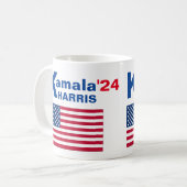 カマラハリスとアメリカ国旗 コーヒーマグカップ (正面左)