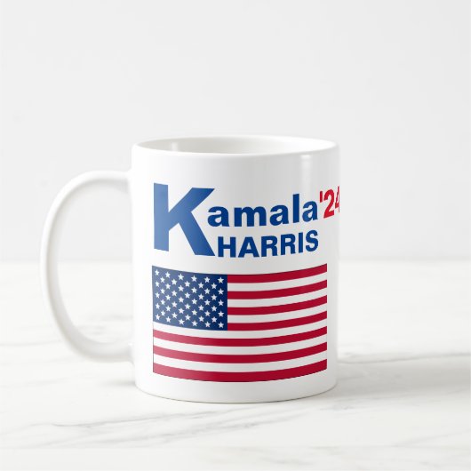 カマラハリスとアメリカ国旗 コーヒーマグカップ (左)
