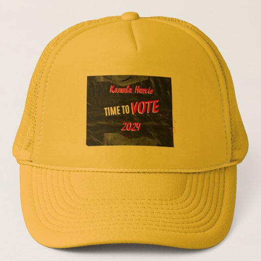 カマラハリスのトラック運転手のキャップ。黄色 キャップ (正面)