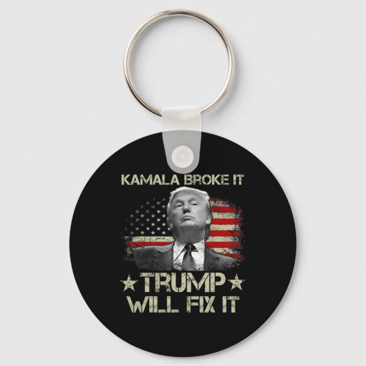 カマラハリスはそれを壊したトランプはそれを修正するアメリカ国旗 キーホルダー (正面)