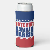 カマラハリスアメリカ国旗の投票 スリム缶クーラー (Seltzer裏面)
