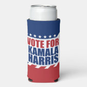 カマラハリスアメリカ国旗の投票 スリム缶クーラー (Seltzer正面)