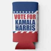 カマラハリスアメリカ国旗の投票 スリム缶クーラー (裏面)