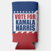 カマラハリスアメリカ国旗の投票 スリム缶クーラー (正面)