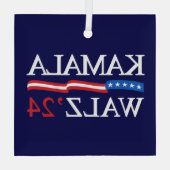 カマラハリスウォルズ2024明らかに青 ガラスオーナメント (裏面)